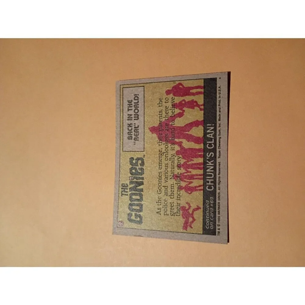 Vintage 1985 Warner Bro Topps Gum Goonies Trading Card 68 Back in the Real World